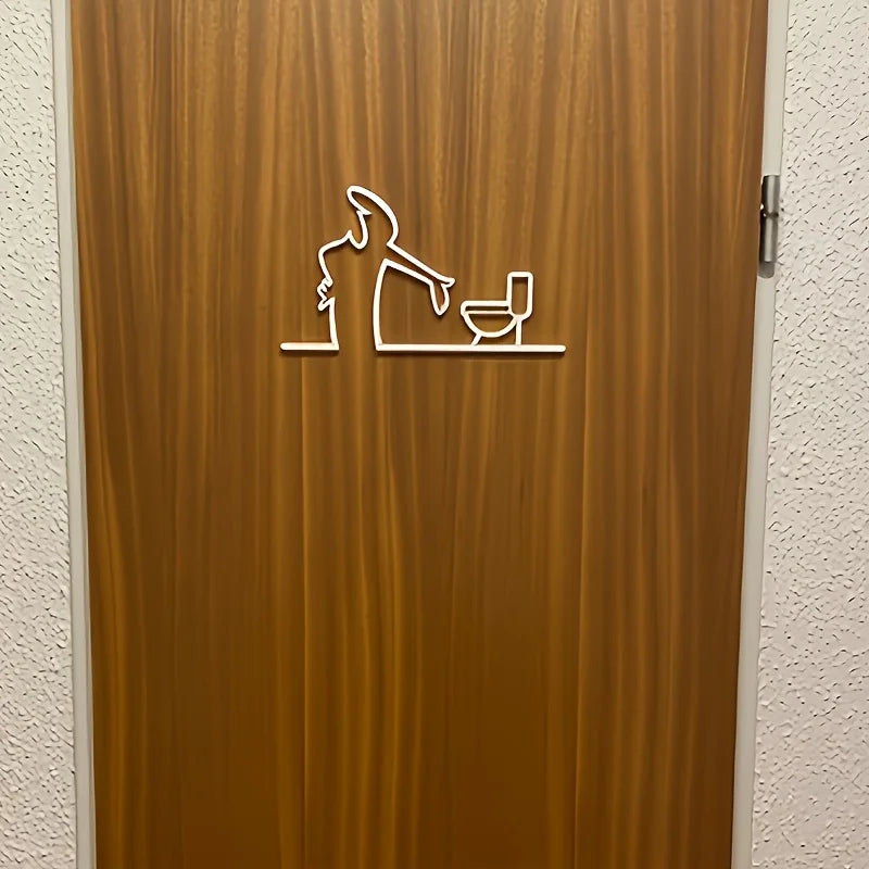 décoration murale autocollant noir silhouette toilette minimaliste linéaire personnage buvant