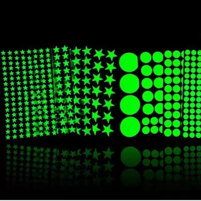 sticker lumineux étoiles vert fluo moderne adhésif chambre enfant décoration mur pièce