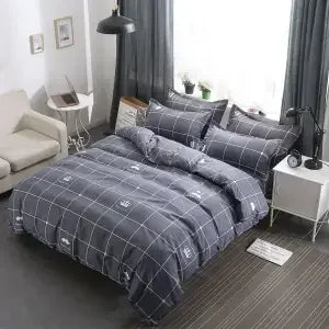 ensemble literie moderne housse couette drap plat taies oreiller fleurs gris rose blanc