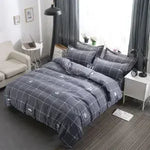 ensemble literie moderne housse couette drap plat taies oreiller fleurs gris rose blanc