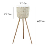 panier tressé pieds moderne rustique naturel bois clair plantation fleur décoration intérieure vintage autonome