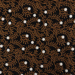 tissu brodé motifs floraux noir marron doré blanc respectueux environnement traditionnel 125cm large