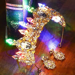 couronne baroque ornements diamants boucles oreilles cristaux multicolores occasion fête mariage anniversaire