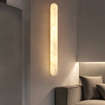 lampe murale moderne marbre blanc beige ovale 20cm led 90260v