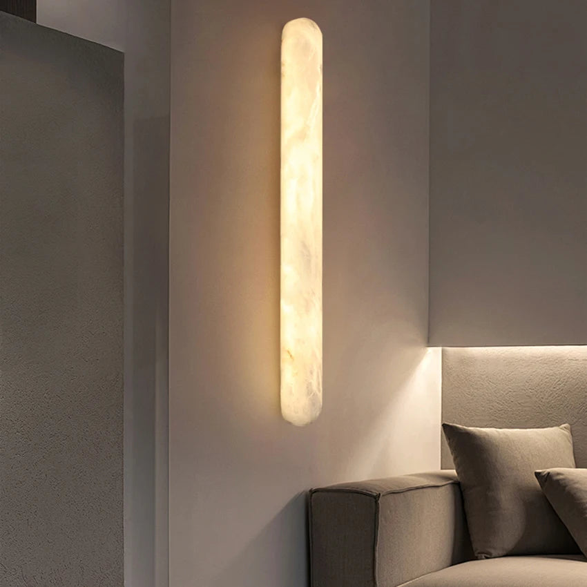 lampe murale moderne marbre blanc beige ovale 20cm led 90260v