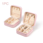 boîte bijoux velours beige portable moderne zippée rose blanche verte