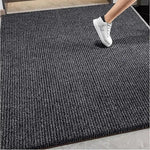 tapis gris foncé moderne antidérapant polyester insonorisant sol maison 80x160cm