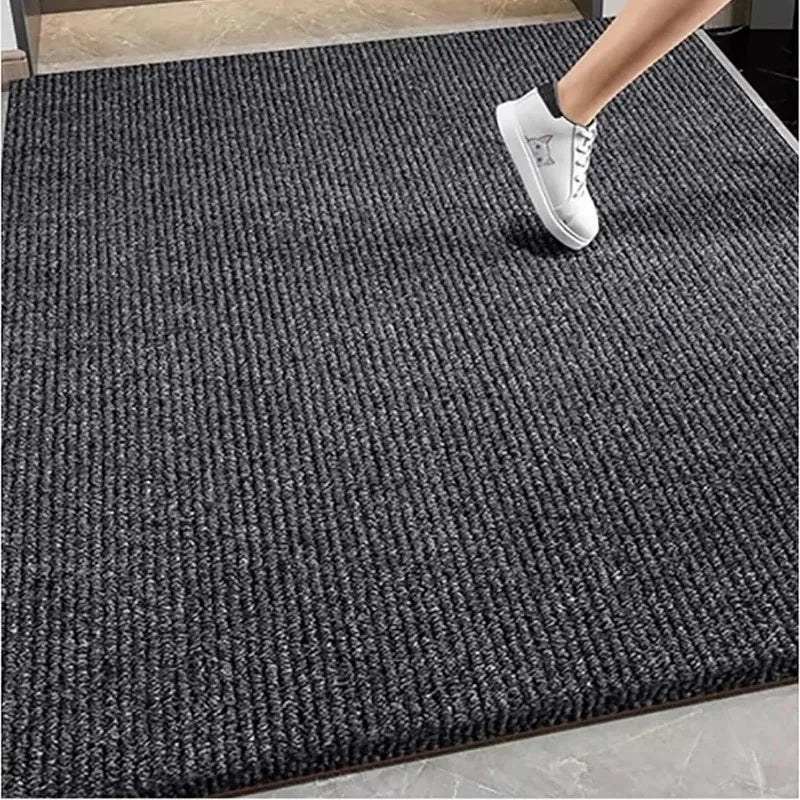 tapis gris foncé moderne antidérapant polyester insonorisant sol maison 80x160cm