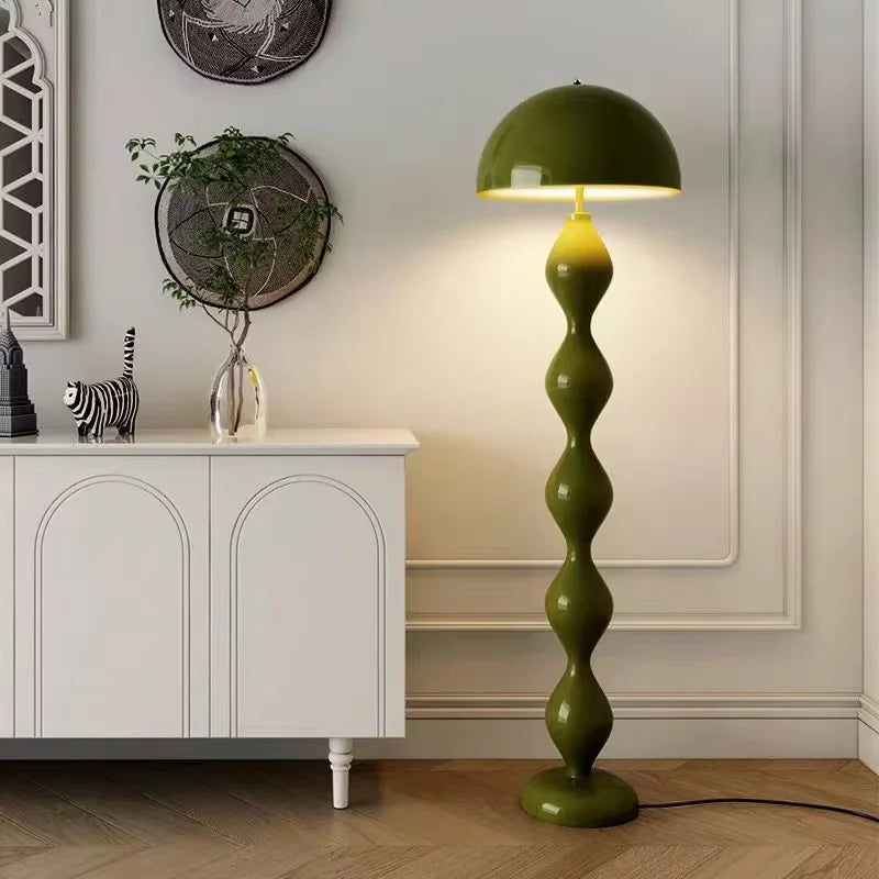 lampe sol moderne spirale vert olive bleu marine rouge abat jour fer abs pvc