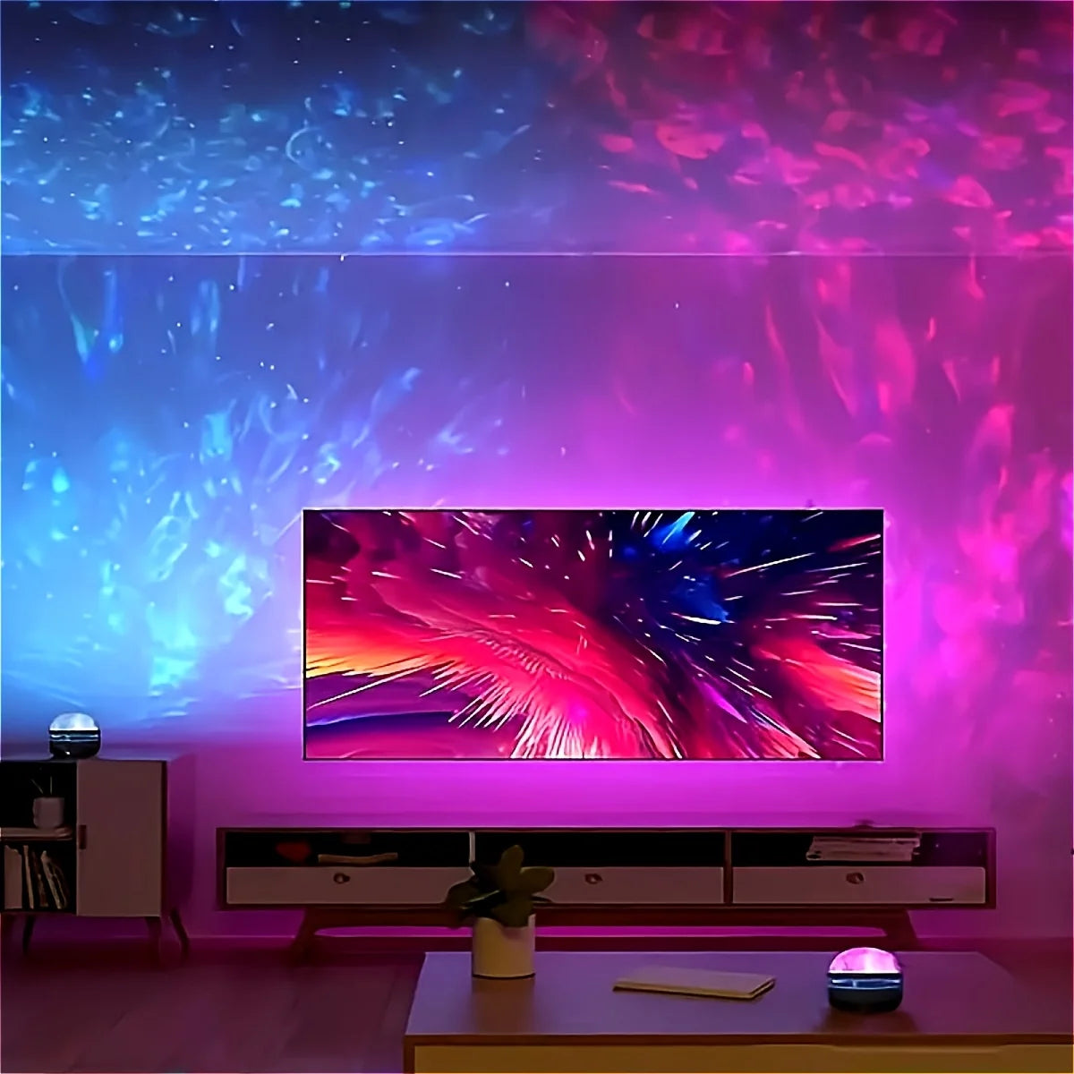 projecteur led effet lumiere couleur noel halloween starry sky télécommande ambiancé bleu vert rouge