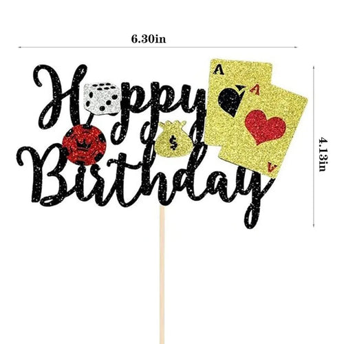 décoration gâteau cupcake thème casino cartes jouer dés jetons anniversaire fête noir doré
