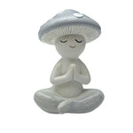 statuette champignon résine polie moderne minimaliste blanc beige marron clair taches blanches texture mat