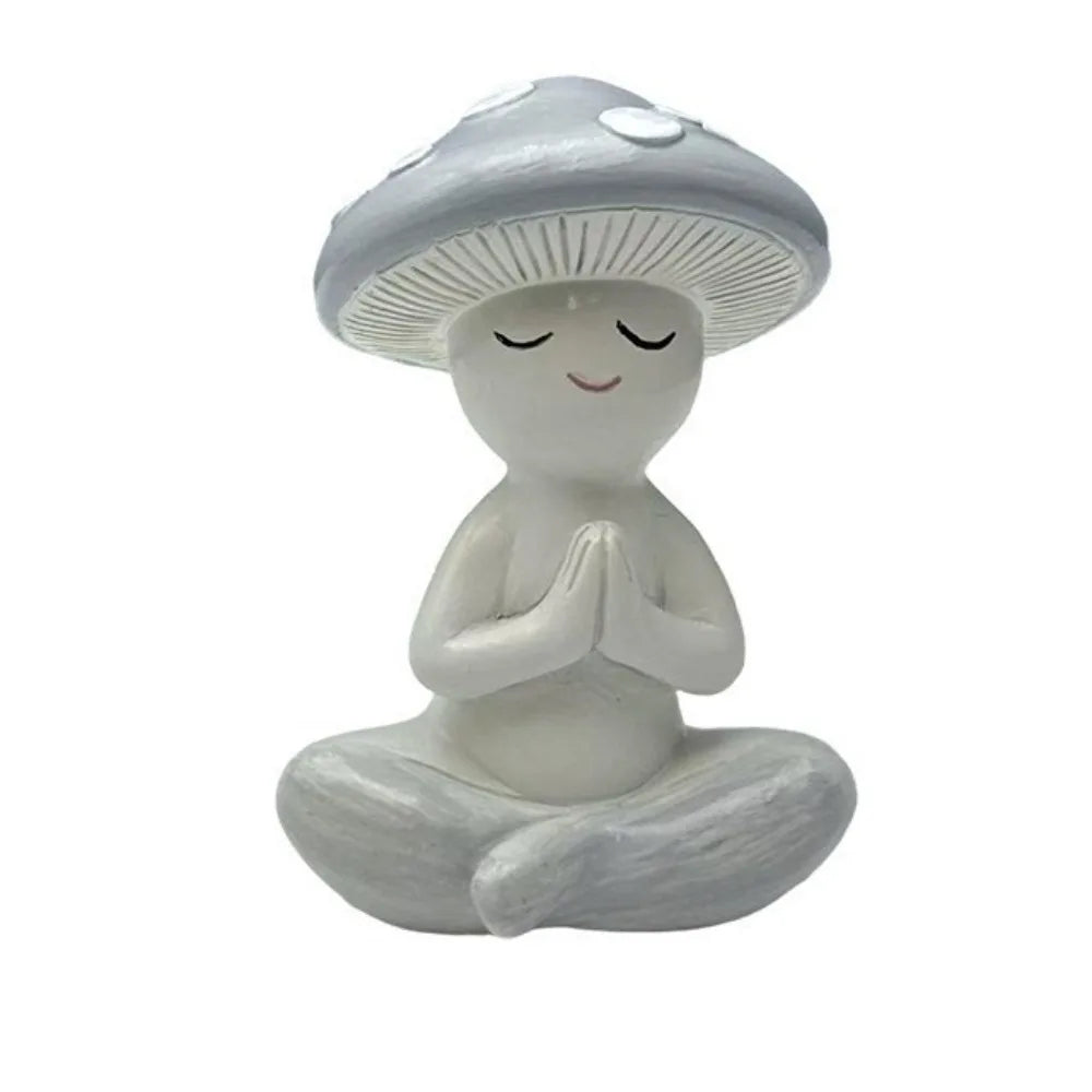 statuette champignon résine polie moderne minimaliste blanc beige marron clair taches blanches texture mat