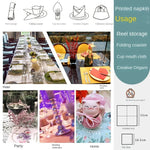 serviettes papier imprimées carreaux fleurs motif vert clair blanc jaune rustique 20 pièces
