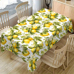 nappe décorative rectangulaire motif citrons feuilles verte blanche été table moderne maison serviettes assiettes