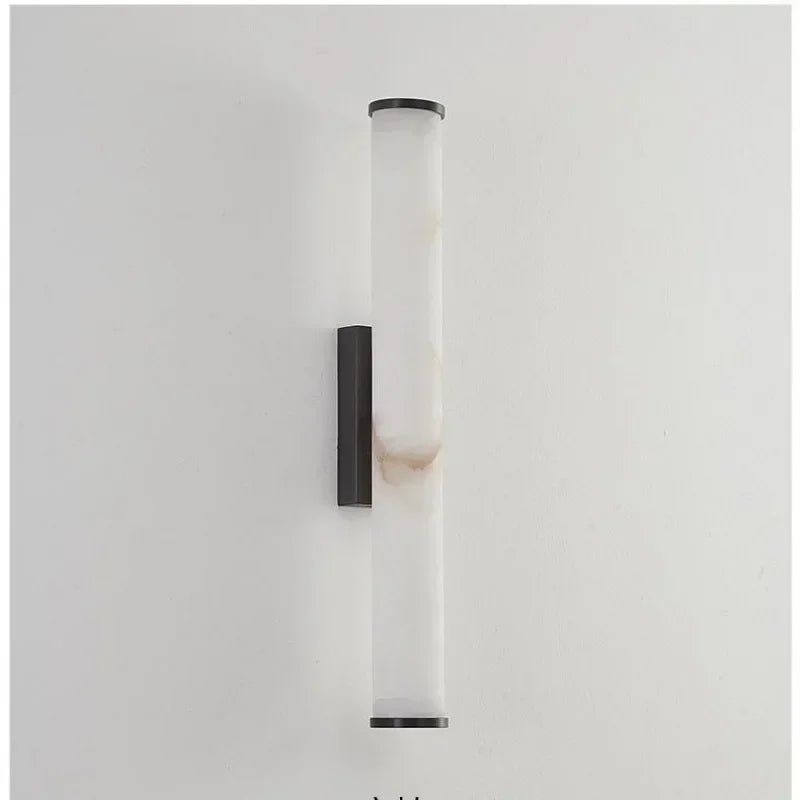 applique murale moderne marbre naturel cuivre lampe led salon chambre coucher décoration luxe