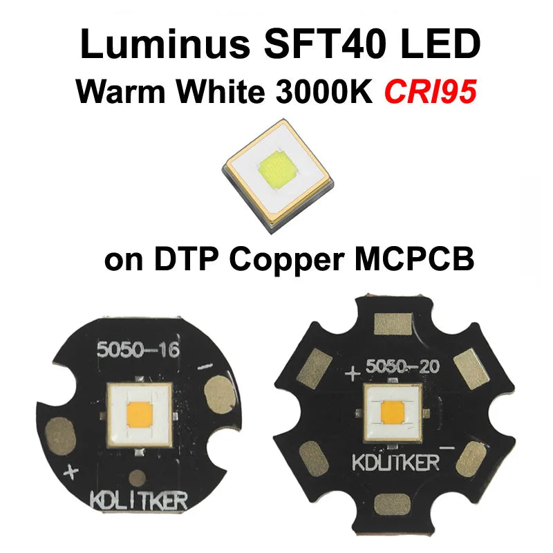 LED moderne blanc chaud 3000K CRI95 5050 16mm 20mm PCB cuivre DIY flashlight