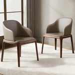 chaise salle manger moderne élégante bois rembourrée marron clair gris minimaliste italien adultesco