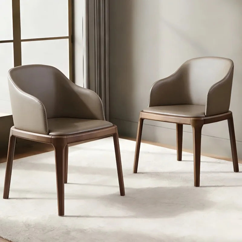 chaise salle manger moderne élégante bois rembourrée marron clair gris minimaliste italien adultesco