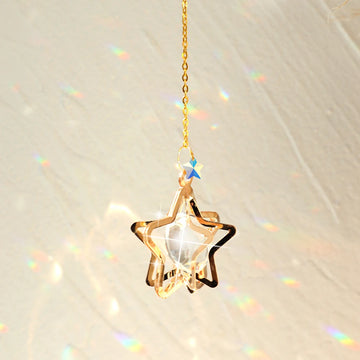 mobile solaire cristal lune étoiles fleurs décoration jardin intérieur suspendu boho romantique argent doré