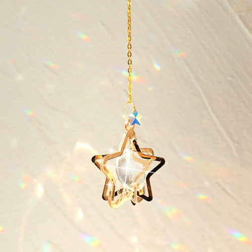 mobile solaire cristal lune étoiles fleurs décoration jardin intérieur suspendu boho romantique argent doré