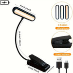 lampe lecture rechargeable led noir blanc intensité variable étude soin yeux moderne minimaliste clip