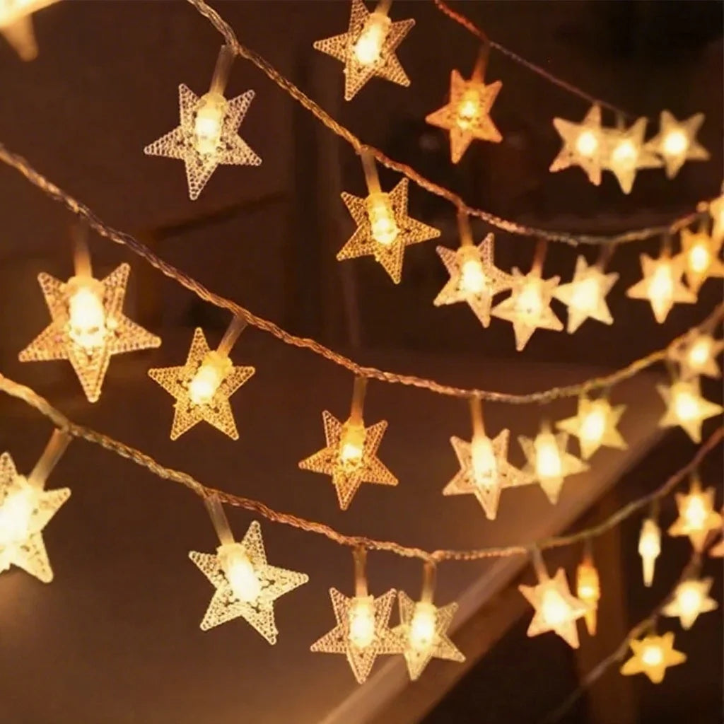 guirlande lumineuse étoiles blanc doré multicolore moderne décoration noël maison mariage jardin