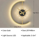 horloge murale moderne or noir lumineuse éclairage led fixée mur minimaliste