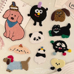 écussons décoratifs animaux mignons rose noir adhésifs créatifs cartoon polyestère