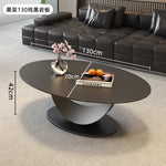 table basse ovale moderne blanche effet marbre gris salon meuble bois luxe