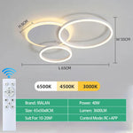 lampe moderne anneaux blanc or télécommande éclairage led minimaliste facile flux lumineux variable