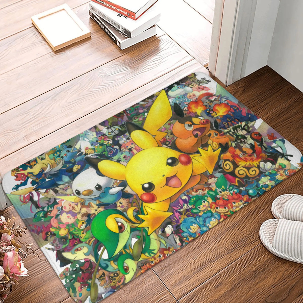 tapis antidérapant multicolore pokémon illustration moderne absorbant extérieur entrée cuisine balcon