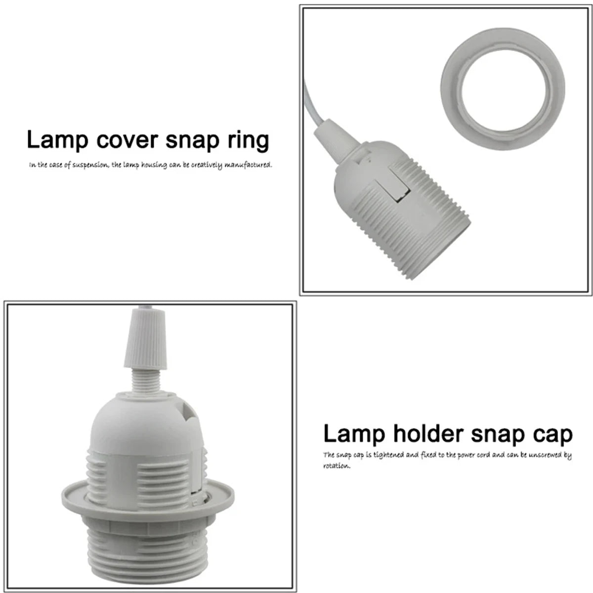 Kit suspension moderne lampe E27 noir blanc interrupteur câble 1,8m plug eu us