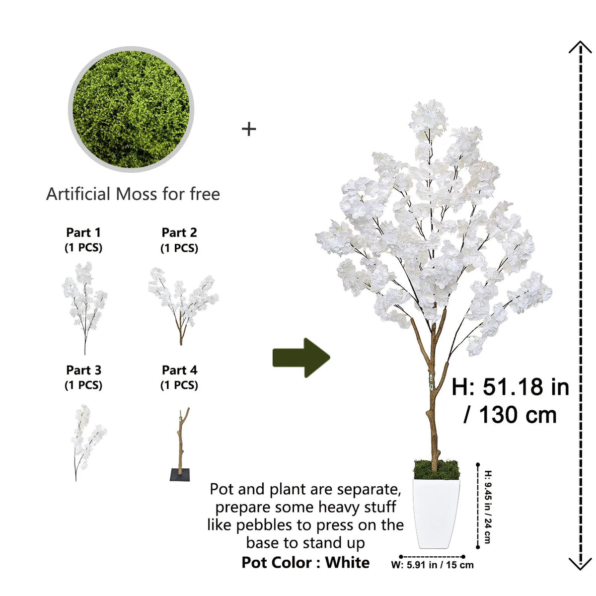arbre artificiel fleurs rose clair moderne pot extérieur decoration maison jardins patios anniversaires