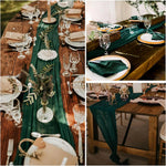 chemin table ruban texture froissée boho bleu rose noir vert décoratif mariage fête