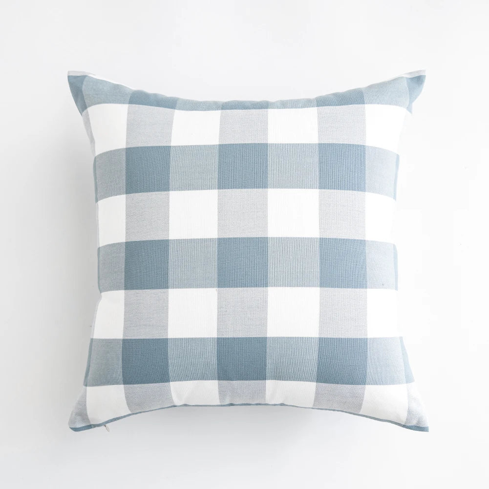 taies d'oreiller bleu clair plaid carreaux moderne polyester 30x50 45x45 cm coussins décoratifs