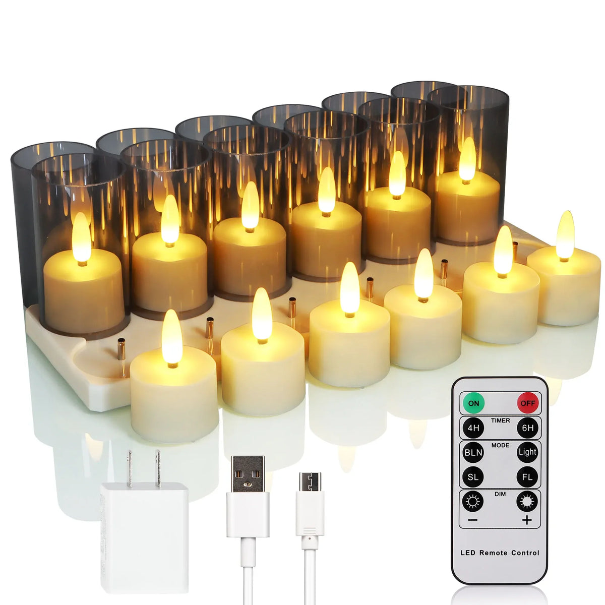 bougies led rechargeables sans flamme blanc modernes télécommande décoration intérieure noël mariage