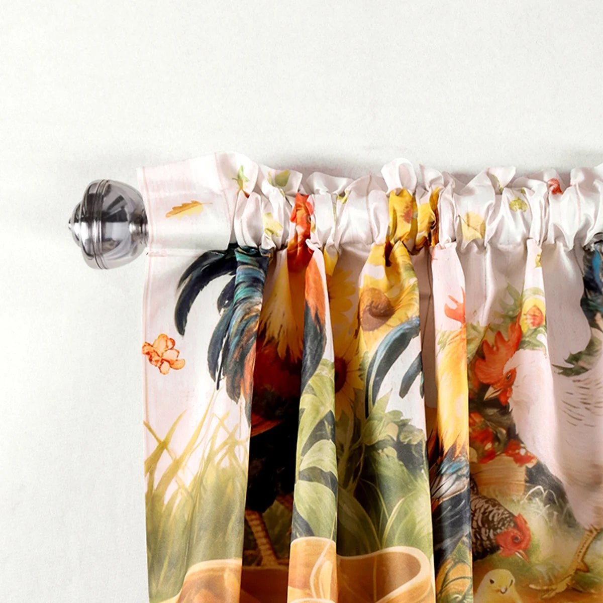 rideau fenêtre multicolore coq tournesol décoratif paysagerintérieur 140x45cm polyester