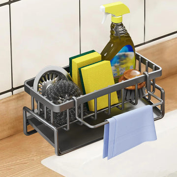 rangement cuisine éponge vaisselle brosse grattoir moderne utilitaire évier métallique gris Jaune Vert Blanc