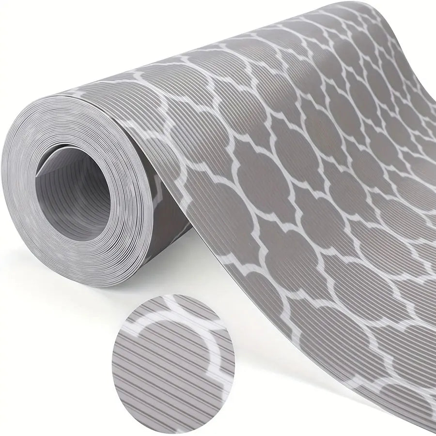 tapis table moderne gris clair blanc motif cercles eva durable imperméable 100x45cm 200x45cm 300x45cm