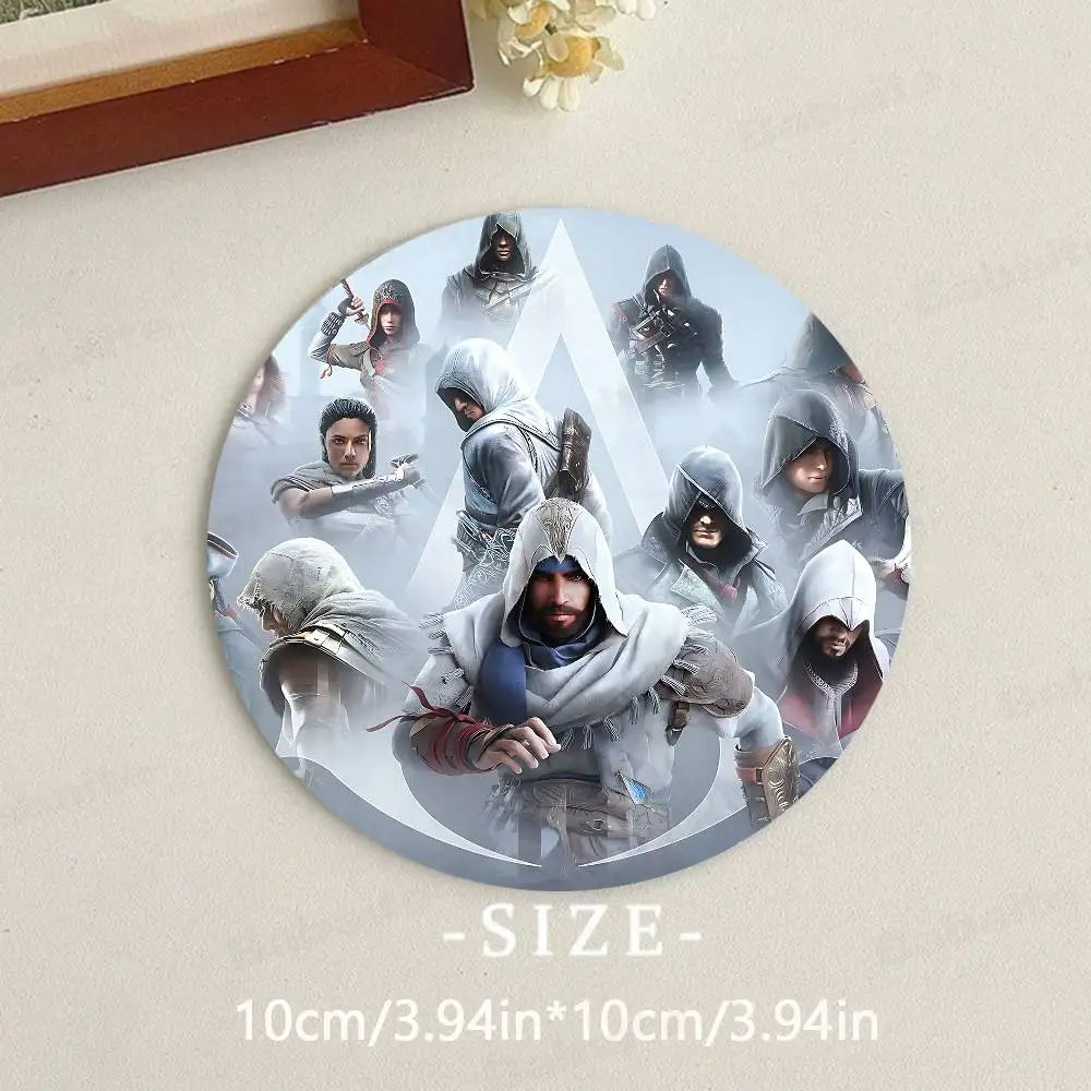 coasters multicolores assassin's creed personnages réalistes table hygiène bois écofriendly moderne domestique
