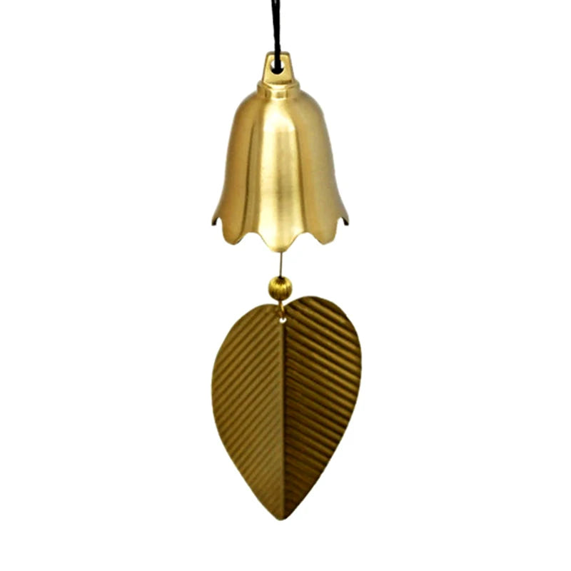 cloches jardin dorées feuilles gravées modernes extérieures suspendues cordelettes