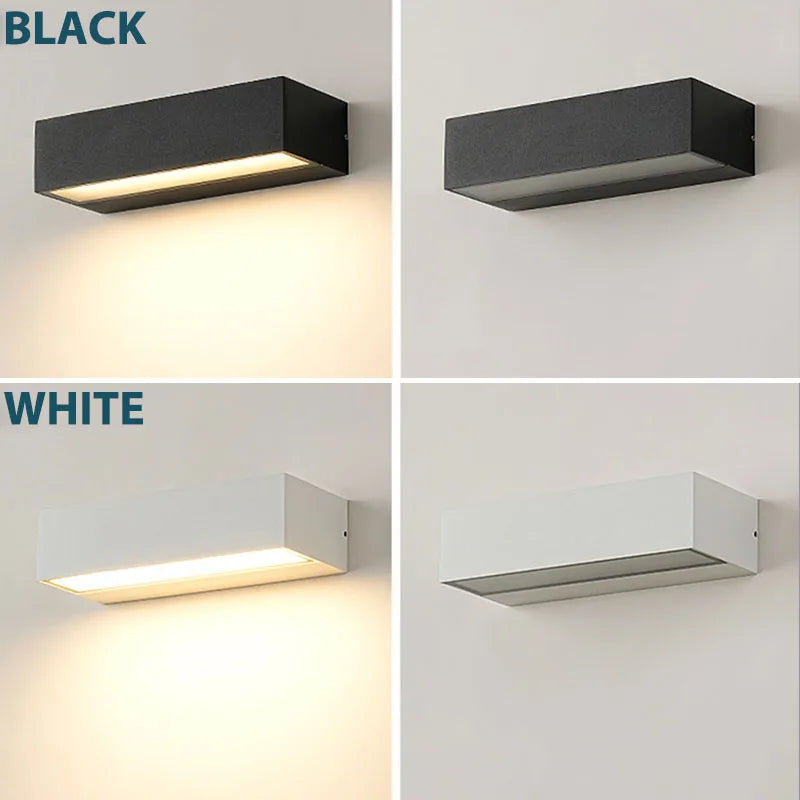applique murale led moderne noir blanc ip65 2000lm 200mm 300mm 500mm minimaliste