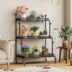 étagère mobile moderne pot plantes roulettes blanc verte noire métal maille