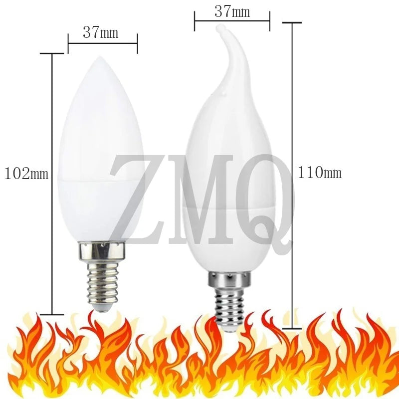 ampoule led effet flamme blanc orange moderne 2835 led base e12