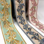 ruban decoratif floral brode 8cm largeur polyester vert beige bleu marron rose blanc