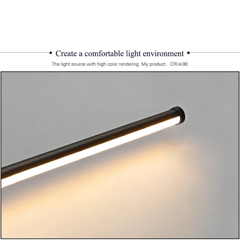 lampe murale led moderne noire 80cm minimaliste éclairage chambre cuisine