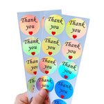 autocollants rétro bleu vert rose blanc coeurs thank you merci gracias vintage holographique papier