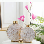 vase moderne élégant marbré couvercle doré multifonction fleur décoration intérieure blanc doré