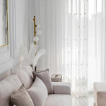 rideau blanc brodé floral transparent classique polyester salon chambre 100x200cm